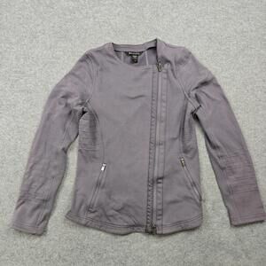 Athleta Jacket Womens Medium Gray Moto Jacket Full Zip Lined Pockets Stretch